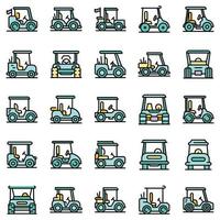 Golf cart icons set vector flat