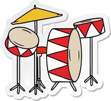 sticker cartoon doodle of a drum kit vector