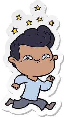 sticker of a cartoon excited man