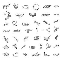 Vector set of hand drawn arrows, elements for presentation