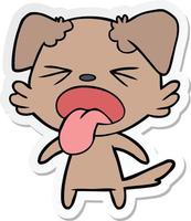 sticker of a cartoon disgusted dog vector