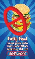 Fatty food concept banner, comics isometric style vector
