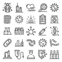 Immunization icons set, outline style vector