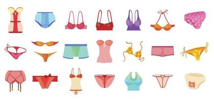 Underwear icon set, cartoon style vector