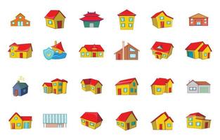 House icon set, cartoon style vector