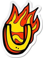 sticker of a cartoon flaming letter vector