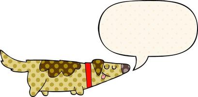perro de dibujos animados y burbuja de habla al estilo de un libro de historietas vector