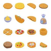 conjunto de iconos de pan de pita, estilo isométrico vector