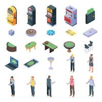 Croupier icons set, isometric style vector