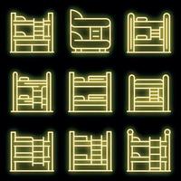 Bunk bed icons set vector neon