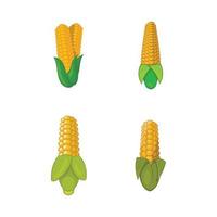 Maize icon set, cartoon style vector