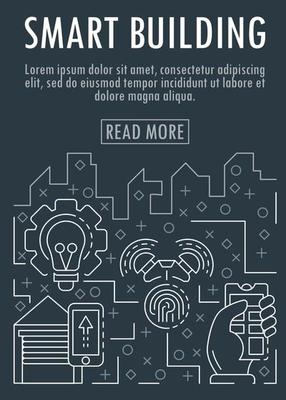 Smart bulding banner, outline style