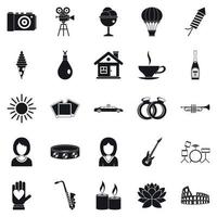 Photo icons set, simple style vector