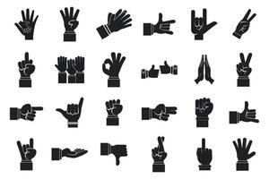 Hand sign icon set, simple style vector