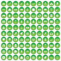 100 entertainment icons set green circle vector