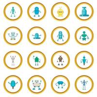 Robot icons circle vector