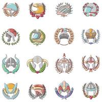 Victory icons set, cartoon style vector