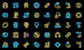 Pet toys icons set outline vector. Cat dog vector neon