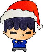 christmas textured cartoon of kawaii boy vector