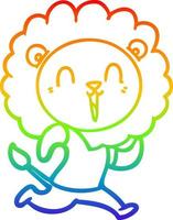 rainbow gradient line drawing laughing lion cartoon vector