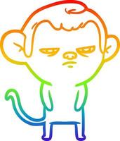 rainbow gradient line drawing cartoon monkey vector