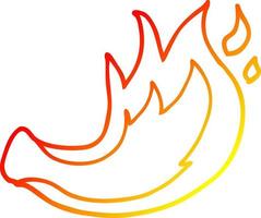 warm gradient line drawing cartoon flame vector