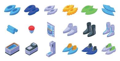 Shoe covers icons set isometric vector. Footwear protection vector