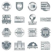 Database security logo icons set, simple style vector