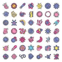 iconos de bacterias vector plano