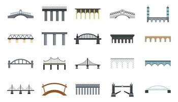 Bridge icon set, flat style vector