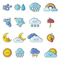 Weater icons set, cartoon style vector