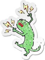 retro distressed sticker of a cartoon little monster vector