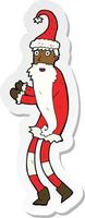 sticker of a cartoon santa claus vector