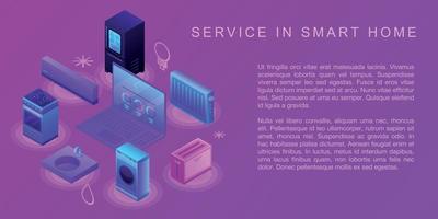 Service in smart home concept banner, isometric style vector