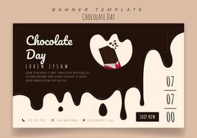 Web banner template with melted chocolate background design for chocolate day design vector