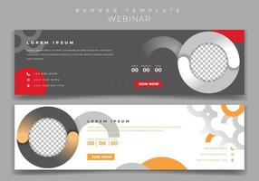 Landscape banner template with circle design in gray and white background for webinar design vector