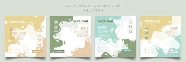 Set of social media post template with background in pastel color for webinar invitation design vector