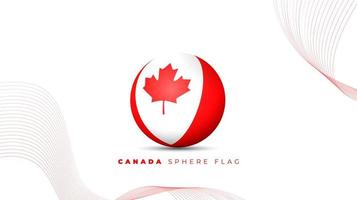 Canada sphere flag with waving red lines background for canada day design vector