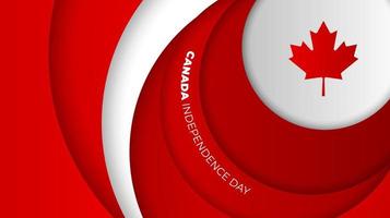 Red and white paper cut in circle design for canada independence day template design vector