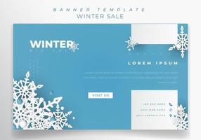 Banner template with snowflake design in blue background for winter day design vector