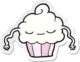 sticker of a cartoon cupcake vector