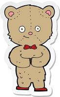 sticker of a cartoon teddy bear vector