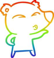 rainbow gradient line drawing cartoon whistling bear vector