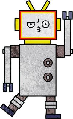 retro grunge texture cartoon robot