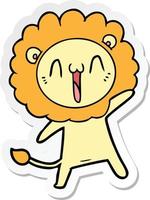 sticker of a happy cartoon lion vector