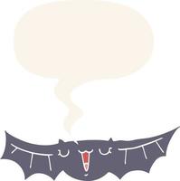 cartoon bat and speech bubble in retro style vector