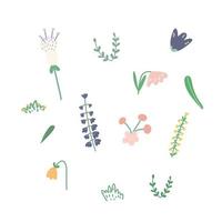 Vector set of hand-drawn flowers. Illustrations for the design of postcards, business cards, web.