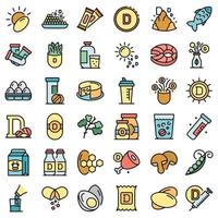 Vitamin D icons set vector flat