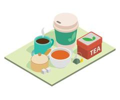Tea time concept banner, isometric style vector