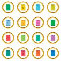 File extension icons circle vector